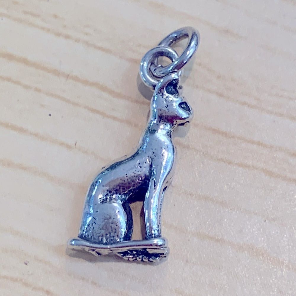 .925 Cat Siamese Sterling Silver Jewelry Charm